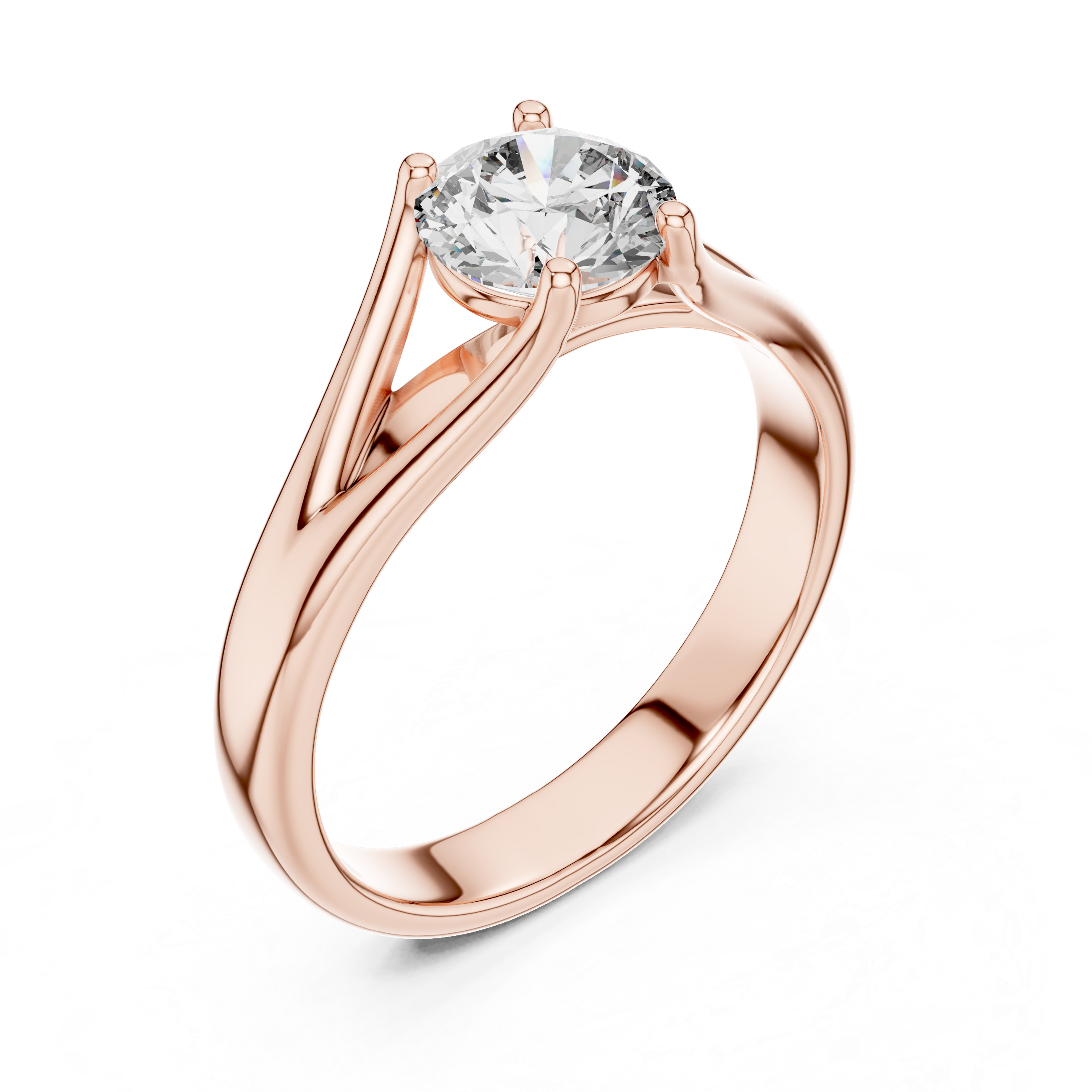Elegant Split Shank 1-CT Round Diamond Engagement Ring in 14-KT White Gold